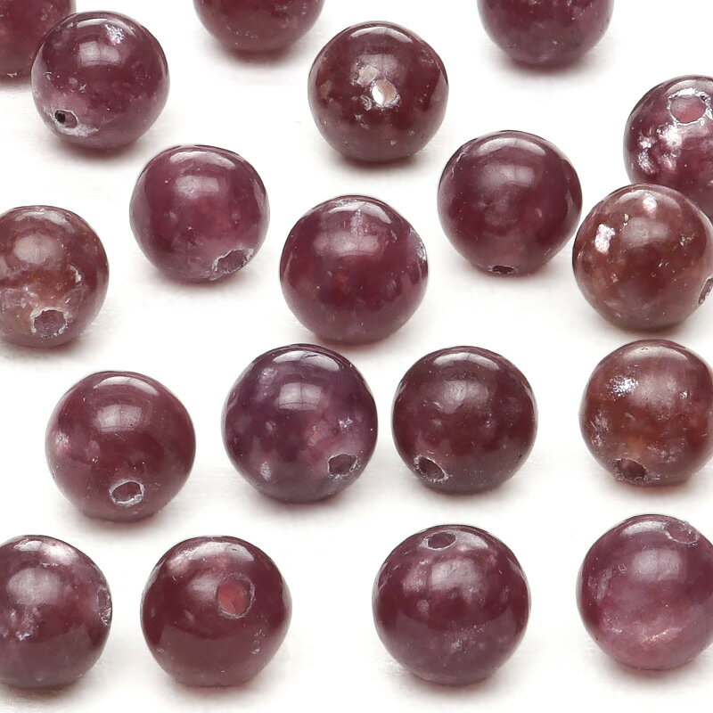 【粒販売】モザンビーク産 レピドライト 丸玉 6mm【10粒販売】▽ リチア雲母 リシア雲母 Lepidolite ラウンド 丸ビーズ 粒売り 天然石 ビーズ ...