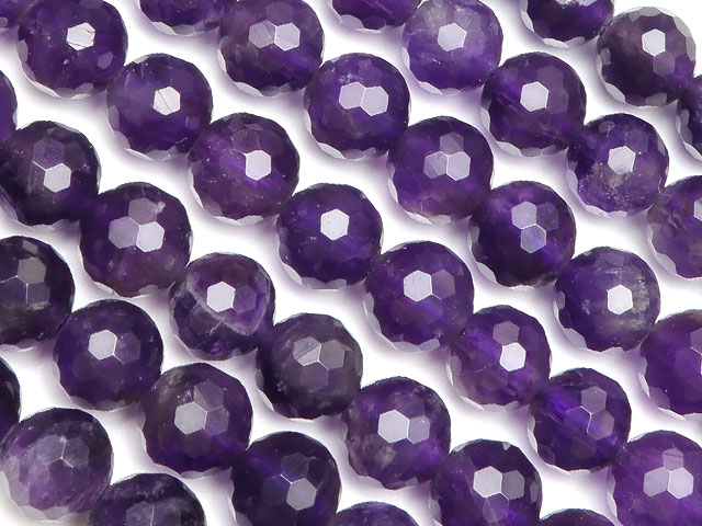 アメジスト 128面カット 丸玉 6mm▽ アメシスト 紫水晶 Amethyst 2月の誕生石 ラウンドカット 連売り 天然石 ビーズ パワーストーン パーツ アクセサリー 素材 材料