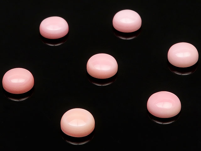 クイーンコンクシェル カボション 6mm【4コ販売】▽ コンク貝 ピンクガイ Queen conch shel ルース 粒売り 天然石 ビーズ パワーストーン ...