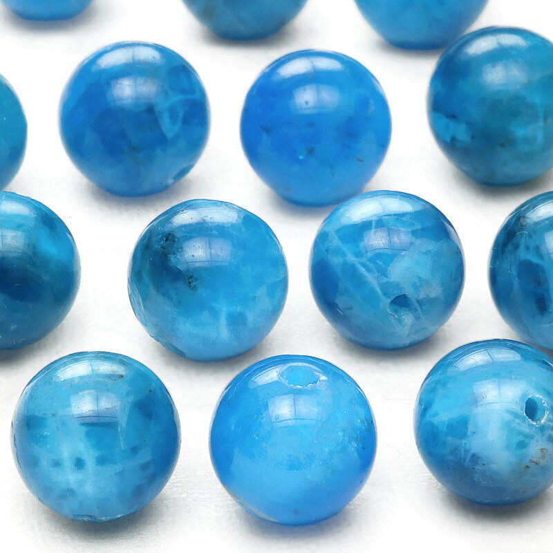 【粒販売】マリンブルーアパタイト 丸玉 8mm【4粒販売】▽ 燐灰石 Apatite ラウンド 丸ビーズ 粒売り 天然石 ビーズ パワーストーン パーツ アクセ...