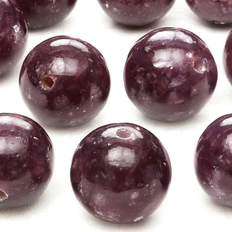 【粒販売】モザンビーク産 レピドライト 丸玉 12mm【4粒販売】▽ リチア雲母 リシア雲母 Lepidolite ラウンド 丸ビーズ 粒売り 天然石 ビーズ ...