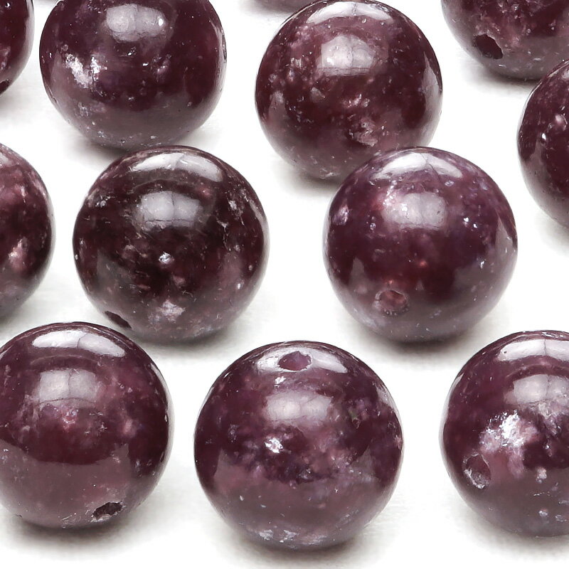 【粒販売】モザンビーク産 レピドライト 丸玉 10mm【4粒販売】▽ リチア雲母 リシア雲母 Lepidolite ラウンド 丸ビーズ 粒売り 天然石 ビーズ ...