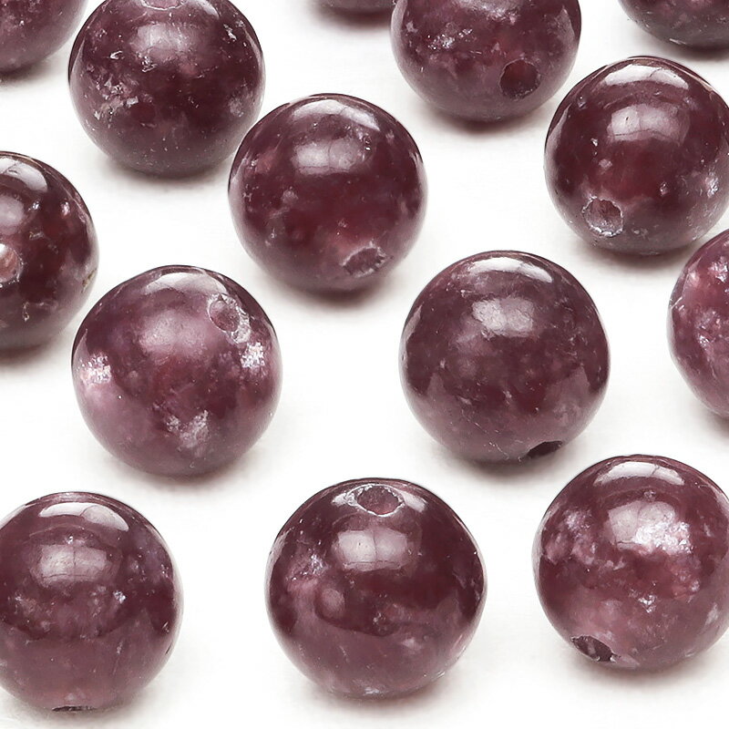 【粒販売】モザンビーク産 レピドライト 丸玉 8mm【6粒販売】▽ リチア雲母 リシア雲母 Lepidolite ラウンド 丸ビーズ 粒売り 天然石 ビーズ パ...