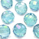 【粒販売】アクアオーラ 64面カット 丸玉 10mm【4粒販売】▽ クリスタル 水晶 蒸着水晶 Crystal 4月の誕生石 ラウンドカット 粒売り 天然石 ビ...