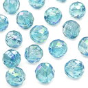【粒販売】アクアオーラ 64面カット 丸玉 6mm【6粒販売】▽ クリスタル 水晶 蒸着水晶 Crystal 4月の誕生石 ラウンドカット 粒売り 天然石 ビーズ パワーストーン パーツ アクセサリー 素材 材料