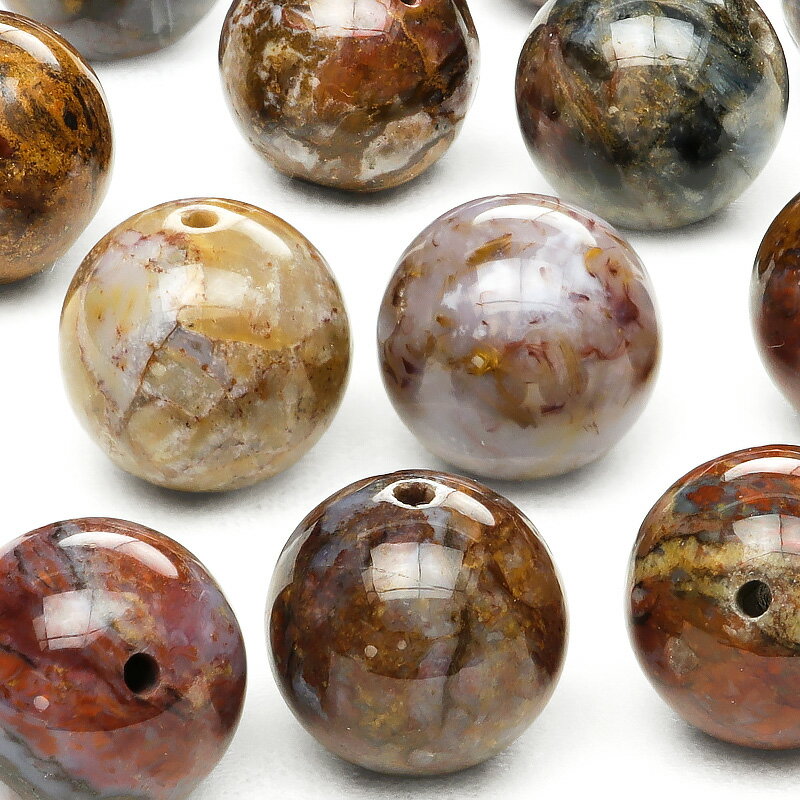 【粒販売】ピーターサイト 丸玉 10mm【4粒販売】▽ テンペストストーン 嵐の石 角閃石 Pietersite ラウンド 丸ビーズ 粒売り 天然石 ビーズ パ...