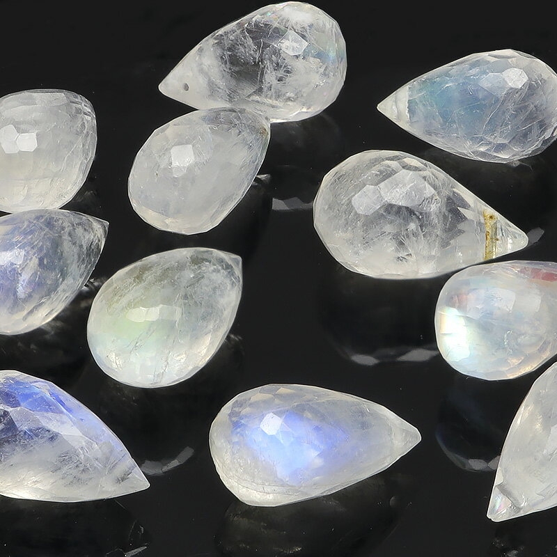 【粒販売】レインボームーンストーン ドロップカット 11〜12mm【3粒販売】▽ ムーンストーン ホワイトラブラドライト Moonstone 6月の誕生石 しず...