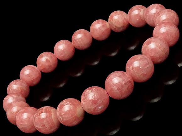 アルゼンチン産 インカローズ 丸玉ブレス 9mm No.57【1点もの】▽ ロードクロサイト 菱マンガン鉱 Incarose Rhodochrosite ブレス...
