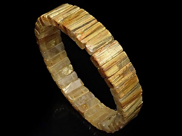 ルチルクォーツ レクタングルブレス No.1【1点もの】▽ ルチル 針水晶 金紅石入り水晶 Rutilated quartz ブレスレット 天然石 ビーズ パワーストーン パーツ アクセサリー 素材 材料