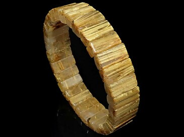 ルチルクォーツ レクタングルブレス No.3【1点もの】▽ ルチル 針水晶 金紅石入り水晶 Rutilated quartz ブレスレット 天然石 ビーズ パワーストーン パーツ アクセサリー 素材 材料