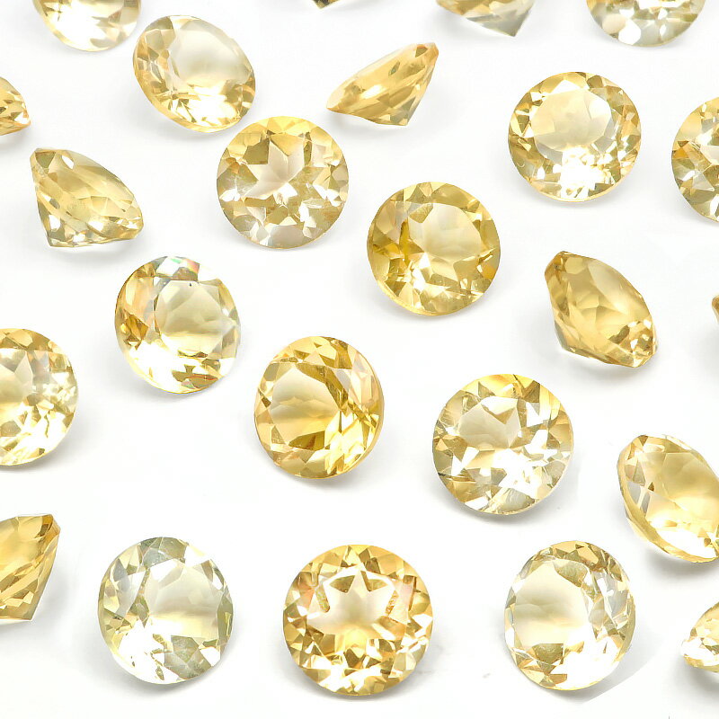 ブラジル産 シトリン コインファセットカット ルース 6mm【6コ販売】▽ シトリントパーズ 黄水晶 Citrine 11月の誕生石 裸石 ラウンドカット 粒売...