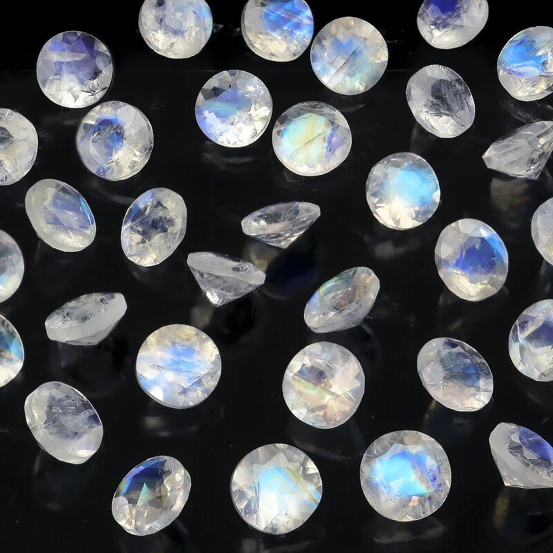 インド産 レインボームーンストーン コインファセットカット ルース 5mm【4コ販売】▽ ムーンストーン ホワイトラブラドライト Moonstone 6月の誕生...