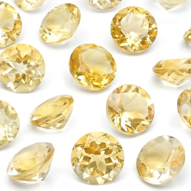 ブラジル産 シトリン コインファセットカット ルース 8mm【3コ販売】▽ シトリントパーズ 黄水晶 Citrine 11月の誕生石 裸石 ラウンドカット 粒売...