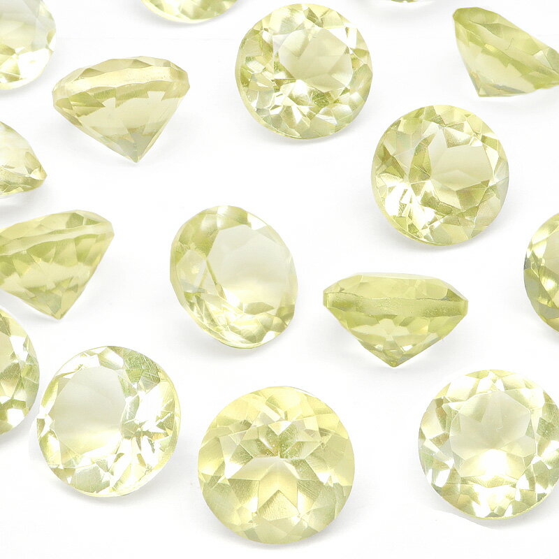 ブラジル産 レモンクォーツ コインファセットカット ルース 8mm【2コ販売】▽ レモン水晶 硫黄水晶 Lemon quartz 裸石 ラウンドカット 粒売り ...