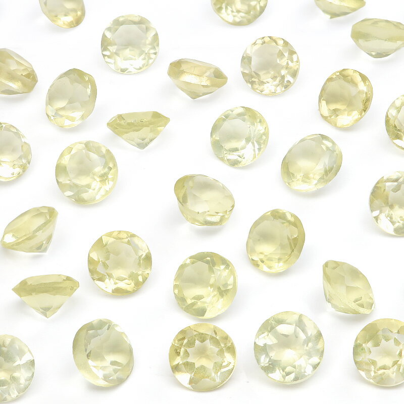 ブラジル産 レモンクォーツ コインファセットカット ルース 5mm【6コ販売】▽ レモン水晶 硫黄水晶 Lemon quartz 裸石 ラウンドカット 粒売り ...