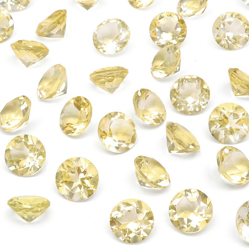 ブラジル産 シトリン コインファセットカット ルース 5mm【6コ販売】▽ シトリントパーズ 黄水晶 Citrine 11月の誕生石 裸石 ラウンドカット 粒売...