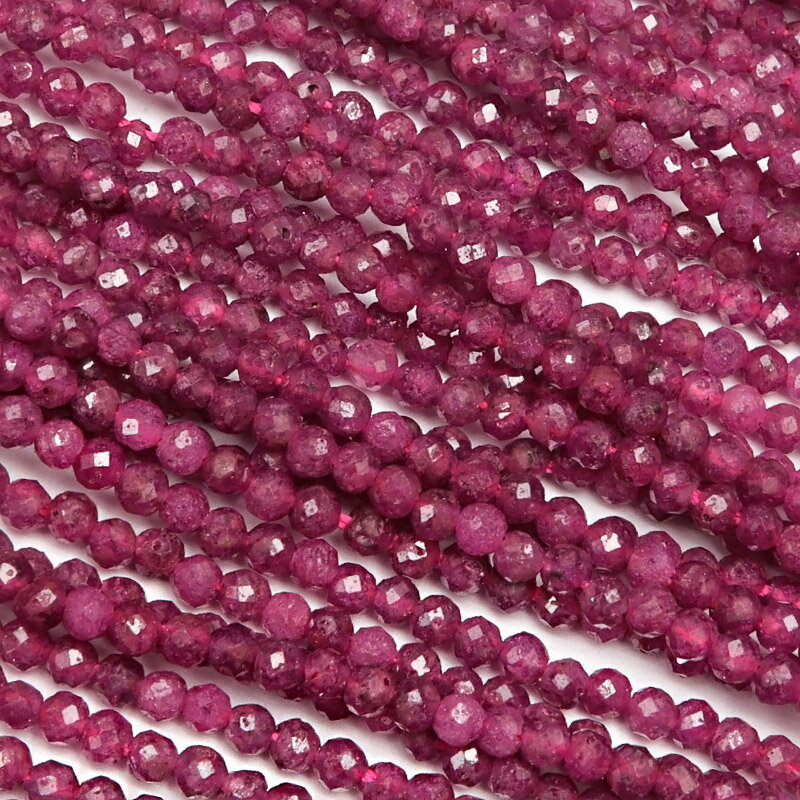 ルビー 面カット 丸玉 2mm［プレミア