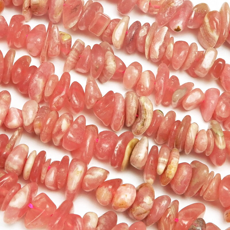 アルゼンチン産 インカローズ チップ 4〜11mm【1連販売】▽ ロードクロサイト 菱マンガン鉱 Incarose Rhodochrosite さざれ 連売り ...