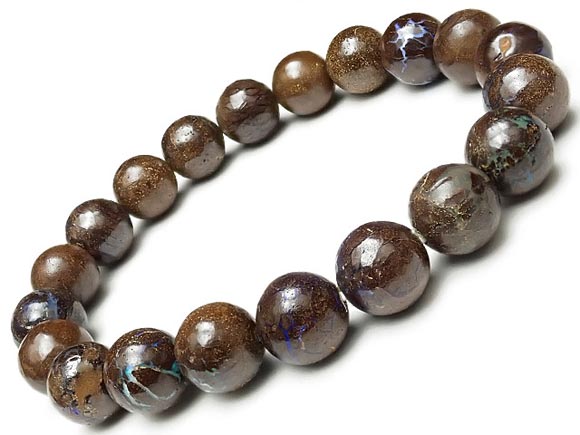 オーストラリア産 ボルダーオパール 丸玉ブレス 10mm No.7【1点もの】▽ マトリックスオパール ウォーターオパール クリスタルオパール 蛋白石 Opal...