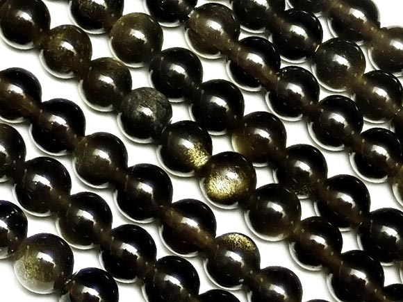 ゴールデンオブシディアン 丸玉 4mm▽ オブシディアン 黒曜石 Obsidian ラウンド 丸ビーズ 連売り 天然石 ビーズ パワーストーン パーツ アクセサ...