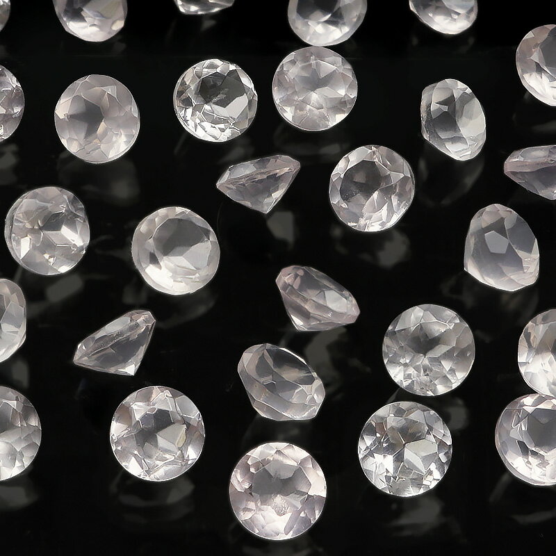 ブラジル産 ローズクォーツ コインファセットカット ルース 5mm【6コ販売】▽ 紅水晶 バラ石英 Rose quartz 10月の誕生石 裸石 ラウンドカット...