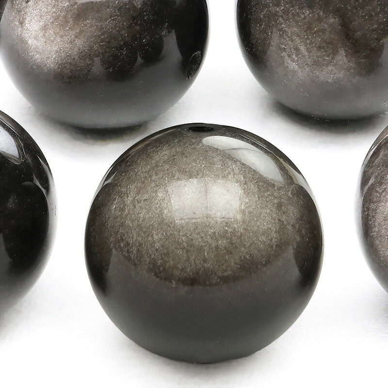 【粒販売】メキシコ産 シルバーオブシディアン 丸玉 16mm【2粒販売】▽ オブシディアン 黒曜石 Obsidian ラウンド 丸ビーズ 粒売り 天然石 ビーズ...