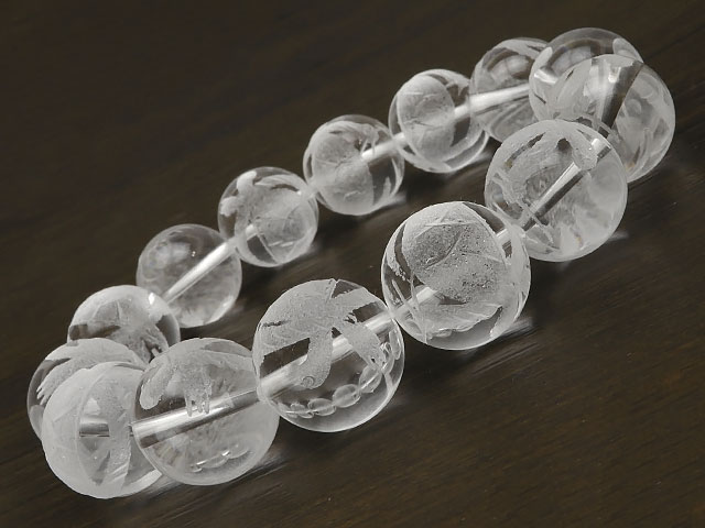 玄武 彫刻 クリスタル 丸玉ブレス 16mm No.2【1コ販売】▽ クリスタル 水晶 本水晶 ロッククリスタル 水精 石英 Crystal quartz 4月...