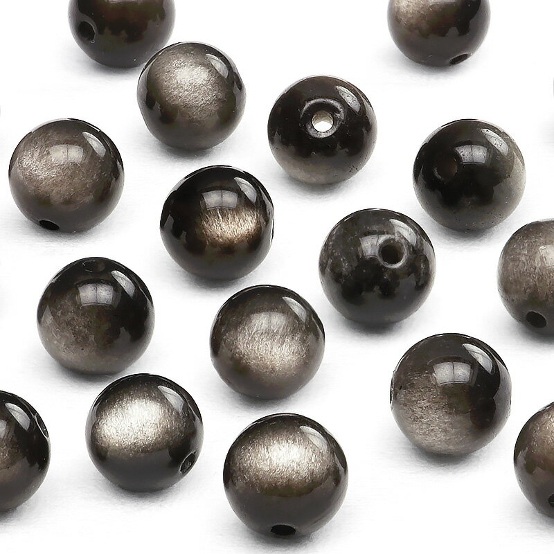 【粒販売】メキシコ産 シルバーオブシディアン 丸玉 6mm【10粒販売】▽ オブシディアン 黒曜石 Obsidian ラウンド 丸ビーズ 粒売り 天然石 ビーズ...