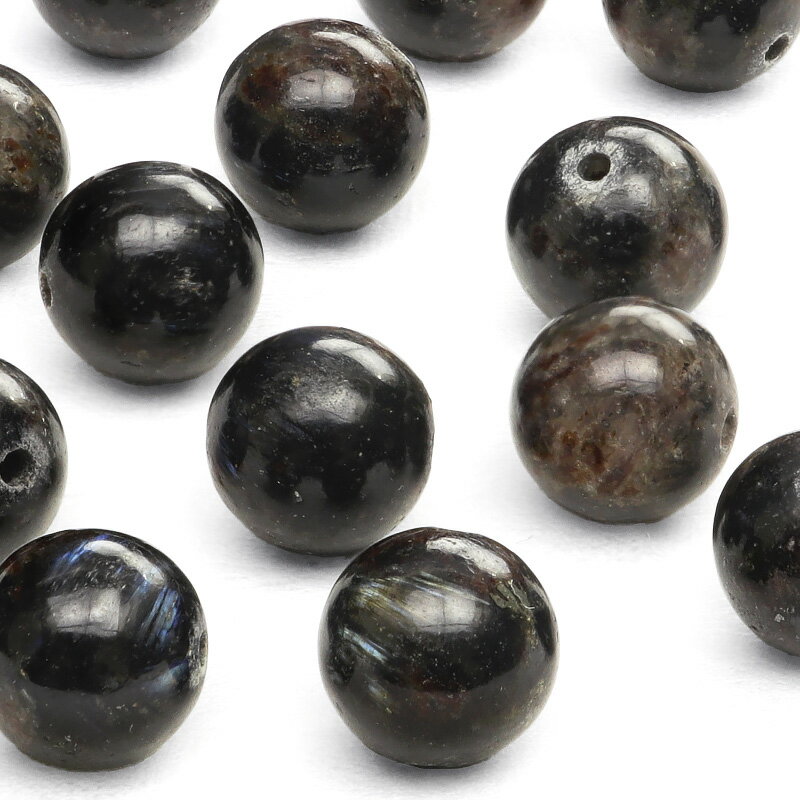 【粒販売】ヌーマイト 丸玉 8mm【10粒販売】▽ ニューマイト ヌーミット 直閃石 Nuummite ラウンド 丸ビーズ 粒売り 天然石 ビーズ パワーストー...