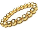 ムオニナルスタ隕石 メテオライト ゴールドカラー 丸玉ブレス 10mm No.7【1点もの】▽ 鉄隕石 隕鉄 天然隕石 Meteorite ブレスレット 数珠 ...