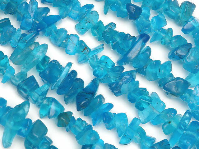 ネオンブルーアパタイト チップ 1～7mm【1連販売】▽ 燐灰石 Apatite さざれ 連売り 天然石 ビーズ パワーストーン パーツ アクセサリー 素材 材料 1