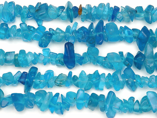 ネオンブルーアパタイト チップ 1～7mm【1連販売】▽ 燐灰石 Apatite さざれ 連売り 天然石 ビーズ パワーストーン パーツ アクセサリー 素材 材料 2