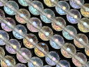 レインボーオーラ 128面カット 丸玉 6mm【1連販売】▽ クリスタル 水晶 蒸着水晶 Crystal 4月の誕生石 ラウンドカット 連売り 天然石 ビーズ パワーストーン パーツ アクセサリー 素材 材料