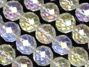 レインボーオーラ 64面カット 丸玉 10mm【1連販売】▽ クリスタル 水晶 蒸着水晶 Crystal 4月の誕生石 ラウンドカット 連売り 天然石 ビーズ パワーストーン パーツ アクセサリー 素材 材料