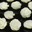 【粒販売】マザーオブパール ホワイト ローズ(薔薇彫刻) 10×5mm【2粒販売】▽ シェル 真珠母貝 MOP Mother of pearl 粒売り 天然石 ...