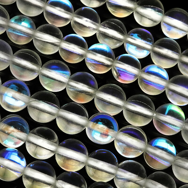 ルナフラッシュ 丸玉 6mm【1連販売】▽ グラスビーズ ラウンド 丸ビーズ 連売り ビーズ パワーストーン パーツ アクセサリー 素材 材料