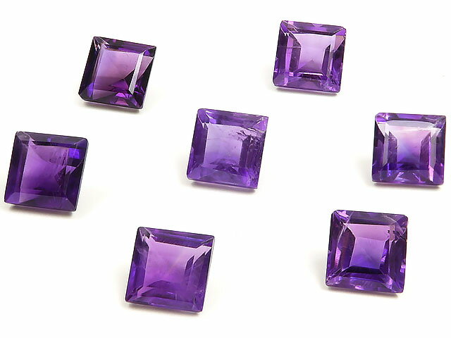 アフリカ産 アメジスト スクエアファセットカット ルース 6mm【5コ販売】▽ アメシスト 紫水晶 Amethyst 2月の誕生石 裸石 クッション 粒売り 天然石 ビーズ パワーストーン パーツ アクセサリー 素材 材料