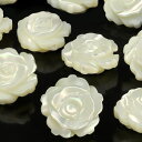 【粒販売】マザーオブパール ホワイト ローズ(薔薇彫刻) 12×5mm【2粒販売】▽ シェル 真珠母貝 MOP Mother of pearl 粒売り 天然石 ...