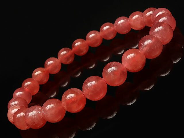 【鑑別書付き】アルゼンチン産 インカローズ 丸玉ブレス 8mm【1点もの】▽ ロードクロサイト 菱マンガン鉱 Incarose Rhodochrosite ブレ...