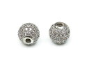 メタルパーツ キュービックジルコニア シルバーカラー ビーズ 丸玉 8mm【1コ販売】▽ パーツ ハンドメイドパーツ アクセサリー クラフト 手芸 素材 材料 金具