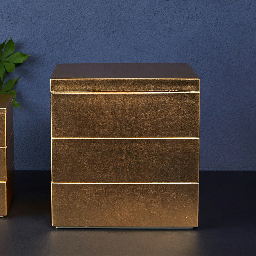 箔一(HAKUICHI) HAKU LA TABLE(ハクラターブル) OJU(重箱)Gold(M) 重箱 3段用 真鍮箔 ゴールド 手づくり 送料無料 お正月...