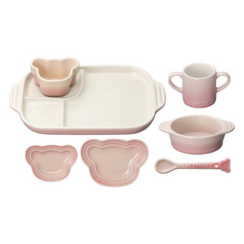 LE CREUSET ル・クルーゼ ベビー・テーブルウェア・セット ミルキーピンク ギフトセット プレゼント ウエア メンズウエア メンズウェア レディースウエ...