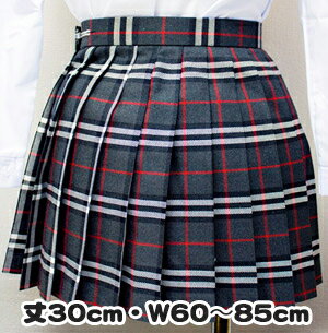 30cm丈 W60～85 グレー×赤 チェック柄 プリーツスカート W60 W65 W70 W75 W80 W85 制服 ミニスカート No.7301 スカート レディース 膝上丈 アジャスター付き wsk-11 JC JK スクール 学校 通学 女の子 かわいい ポリエステル レーヨン コスチューム 国内生産