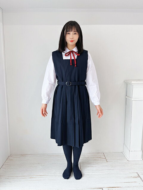 取り寄せ A体 B体 特大 スクールパール 秋冬ジャンパースカート 制服 No.000-015 ジャンパースカート レディース ネイビー 無地 レディース 単品 wjs-02 JC JK 学校 通学 女の子 かわいい ベルト付き スナップボタン サイドファスナー ウール メーカー製 コスチューム