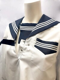wcs-07s春夏長袖かぶりセーラー服No.4919上下セットスカーフ付レディース白セーラーミニスカート