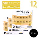 ビューティーネイラー つけまつげ neo lash ネオラッシュ Dタイプ 3種類 12ピース 毛量多め ブラック Short Medium Long 8mm 10mm 12mm 部分用つけま 目尻まつげ 透明軸 BEAUTY NAILER ビューティーネイラー ナチュラル 自分流 カスタマイズ つけまつげ