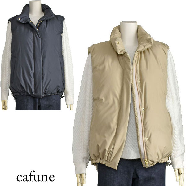 【40%OFF】ダウン ベスト レディース cafune 上品 きれいめ ゆったり ベージュ ネイビー ロング ふんわり カジュアル 羽織もの【40代 50代 ファッション】