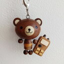 くまと無線機ストラップ 動物と無線機 寄せ木ストラップシリーズ【ゆ】