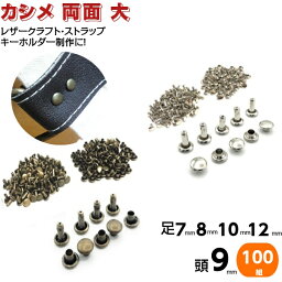 カシメ 両面カシメ 大 両面大カシメ レザークラフト 金具 留め具 打ち具 かしめ セットボタン 種類 付け方 プライヤー 真鍮 両面 足長 7mm 8mm 10.5mm 12mm ハンドクラフト アンティークゴールド シルバー カシメ金具 手芸 ハンドメイド 大きい カシメ玉 パンチ