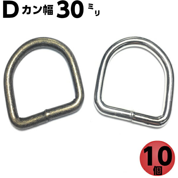 Dカン 30mm dカン D環 Dリング D管 ナスカン レザークラフト ハンドメイト 手作り 手芸用品 金具 金属 パーツ ベルト 幼稚園 保育園 子供 上履き 上履き入れ キーホルダー 肩掛け 首輪 バッグ 持ち手 カバン リュック ポシェット 入学 入園 ハロウィン 新学期 溶接 10個